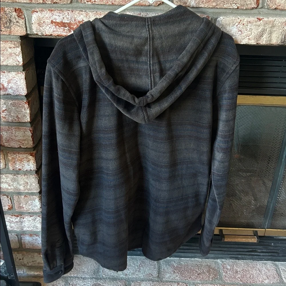Billabong striped Fleece Button Down Hoodie Lightweight Shirt Jacket Mens size M